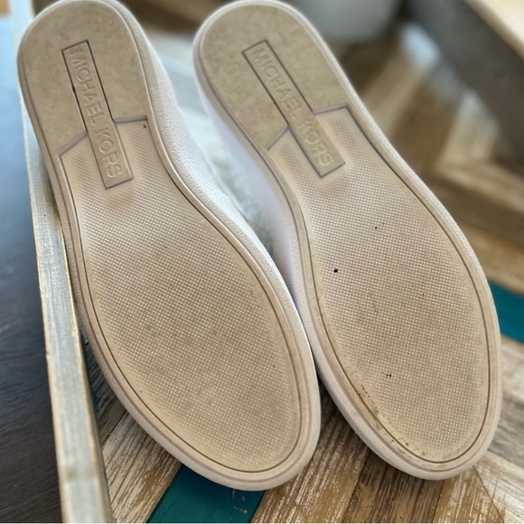 EUC w/Box Michael Kors Keaton white/silver slip ons - Picture 3 of 6